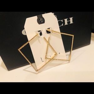Leith square crystal hoop earrings